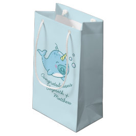 Niedlich Narwhal Baby Shower Kawaii Blue Boy Kleine Geschenktüte