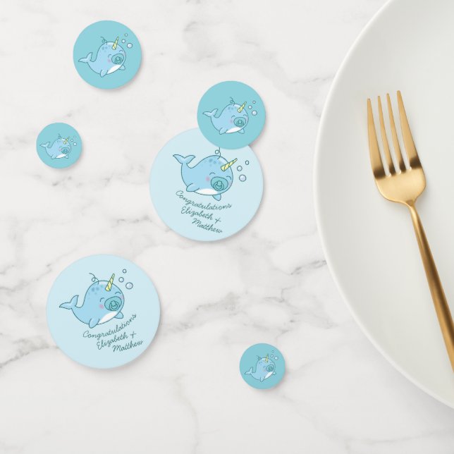 Niedlich Narwhal Baby Shower Kawaii Blue Boy Konfetti (Gruppe)