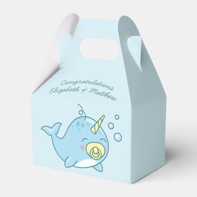 Niedlich Narwhal Baby Shower Kawaii Geschenkschachtel (Vorderseite)