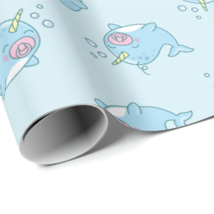 Niedlich Narwhal Baby Shower Kawaii Pink Girl Geschenkpapier