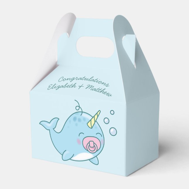 Niedlich Narwhal Baby Shower Kawaii Pink Girl Geschenkschachtel (Vorderseite)