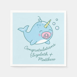 Niedlich Narwhal Baby Shower Kawaii Pink Girl Serviette