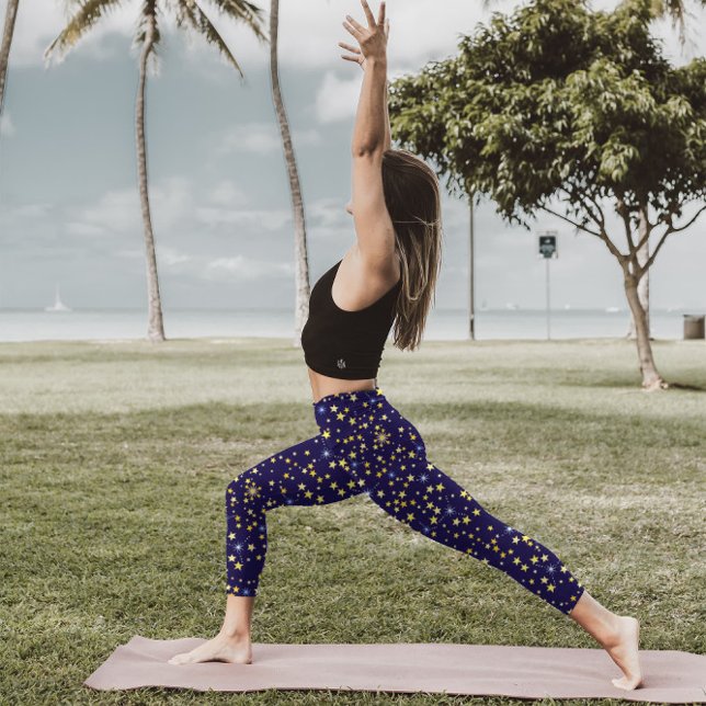 Niedlich Navy Blue Celestial Pattern Fun Lovely St Leggings (Von Creator hochgeladen)