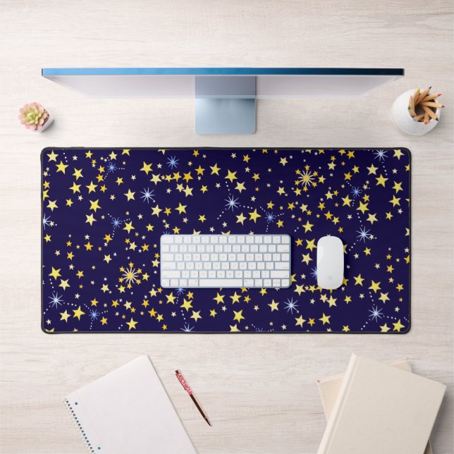 Niedlich Navy Blue Celestial Pattern Fun Lovely St Schreibtischunterlage (Büro 1)