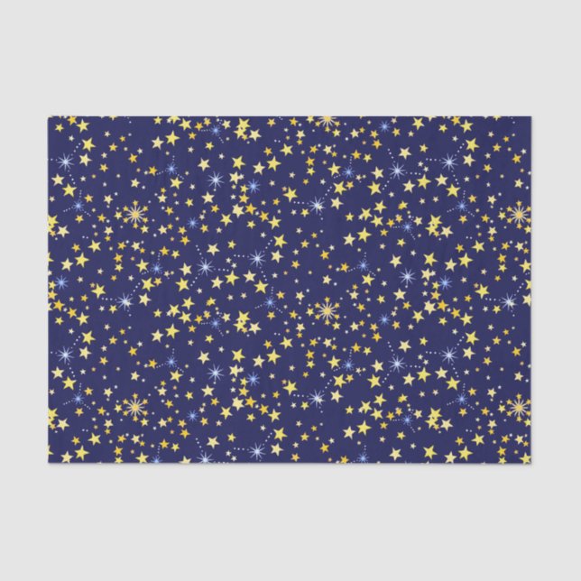 Niedlich Navy Blue Celestial Pattern Fun Lovely St Seidenpapier (Vorderseite)