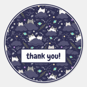 Niedlich Navy Blue Space Kawaii Cats KittensVielen Runder Aufkleber