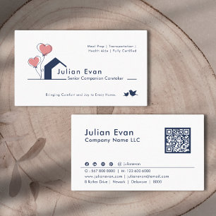 Niedlich Navy Blue White House Logo Senior Caregie Visitenkarte