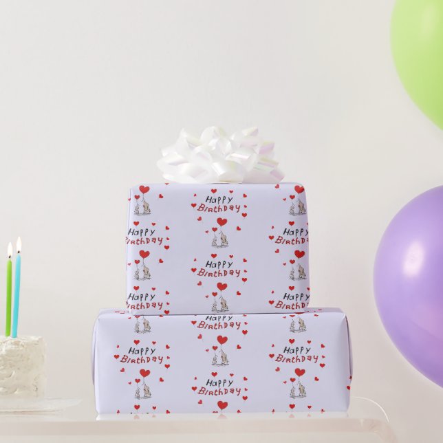 Niedlich Nelly auf Lavendel Geschenkpapier (Partygeschenke)