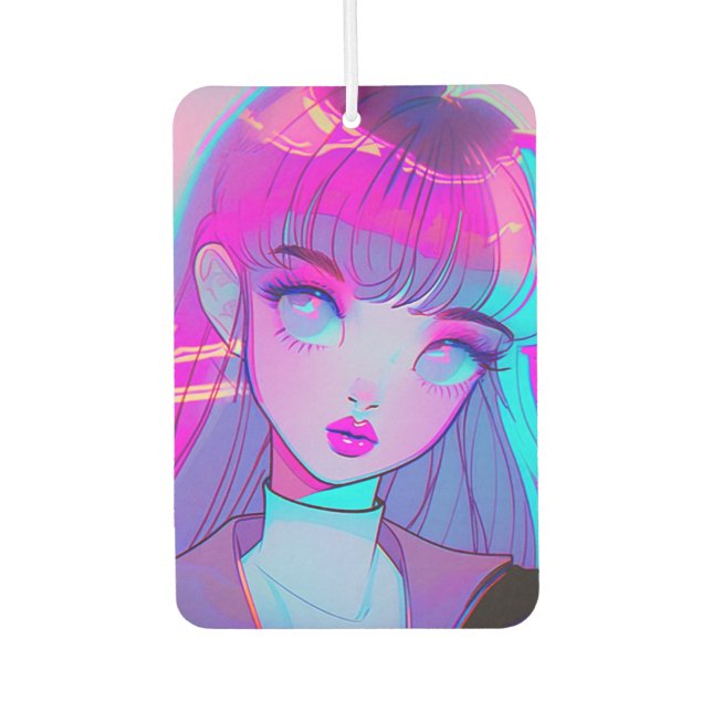 Niedlich Neon Anime Girl Air Freshener Autolufterfrischer (Vorderseite)