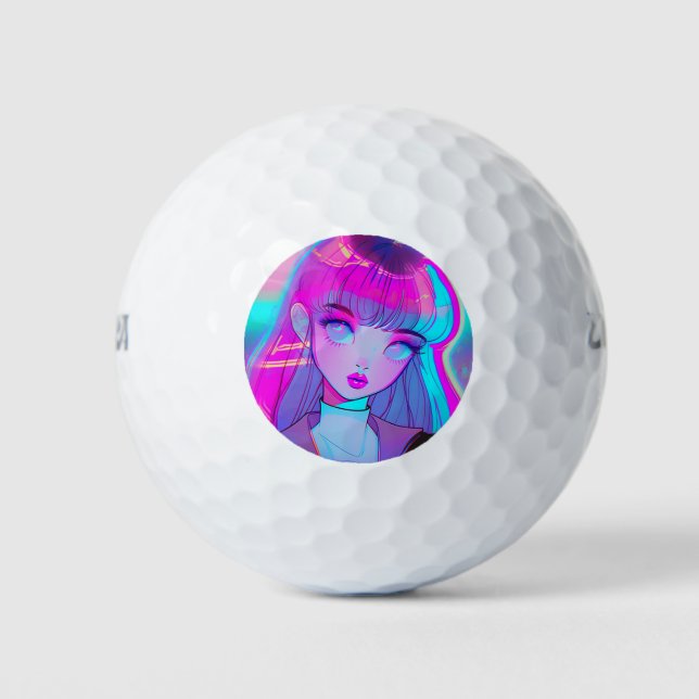 Niedlich Neon Anime Girl Golf Balls Golfball (Vorderseite)