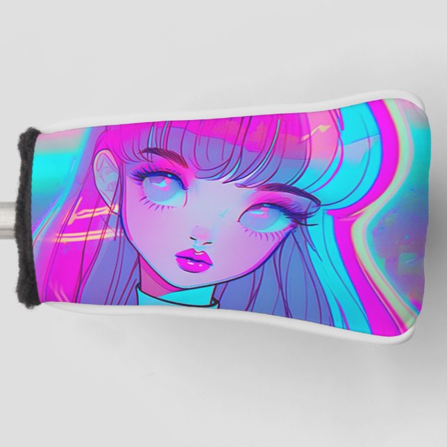 Niedlich Neon Anime Girl Golf Head Cover Golf Headcover (Vorderseite)