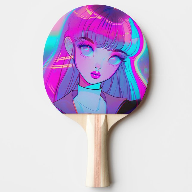 Niedlich Neon Anime Girl Ping Pong Paddle Tischtennis Schläger (Vorderseite)