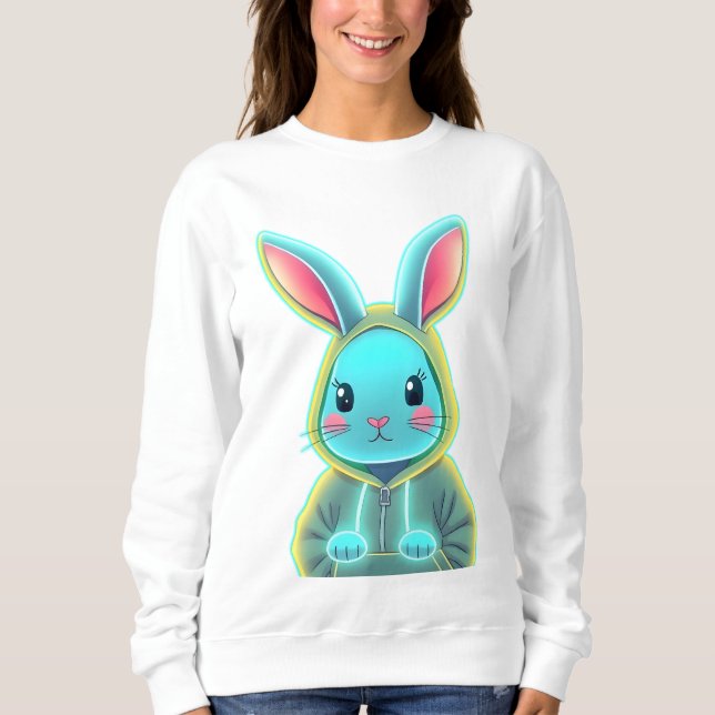 Niedlich Neon Kash Rabbit Sweatshirt (Vorderseite)