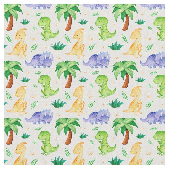 Niedlich Neon Watercolor Dinosaurier Muster Stoff (Nahaufnahme)