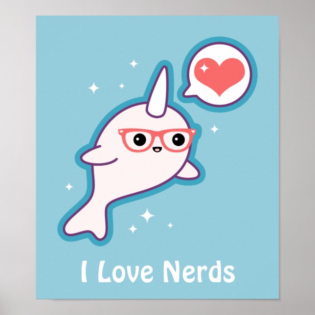 Niedlich Nerd Narwhal Poster (Vorne)