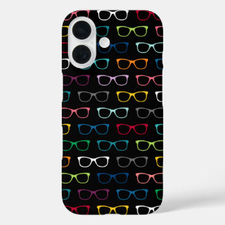 Niedlich Nerdy Hipster Glasses Muster farbenfrohe  iPhone 16 Hülle