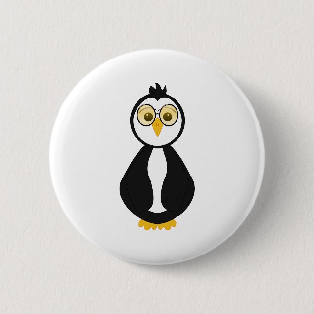 Niedlich Nerdy Penguin Button (Vorderseite)