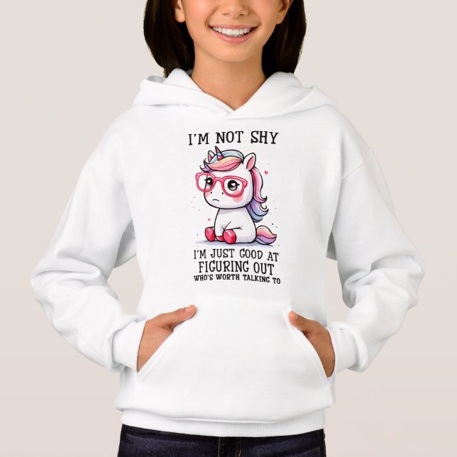 Niedlich Nerdy Unicorn Girls Hoodie (Vorderseite)