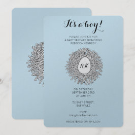 Niedlich Nest Monogram Baby Boy Babydusche Einladung