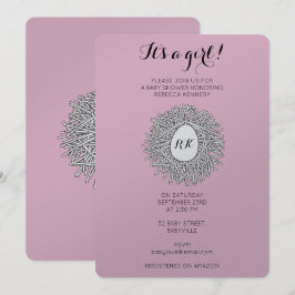 Niedlich Nest Monogram Baby Girl Shooter Einladung