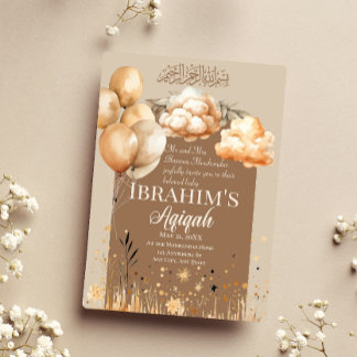 Niedlich neutrale Farben Islamisches Baby Aqiqah Einladung