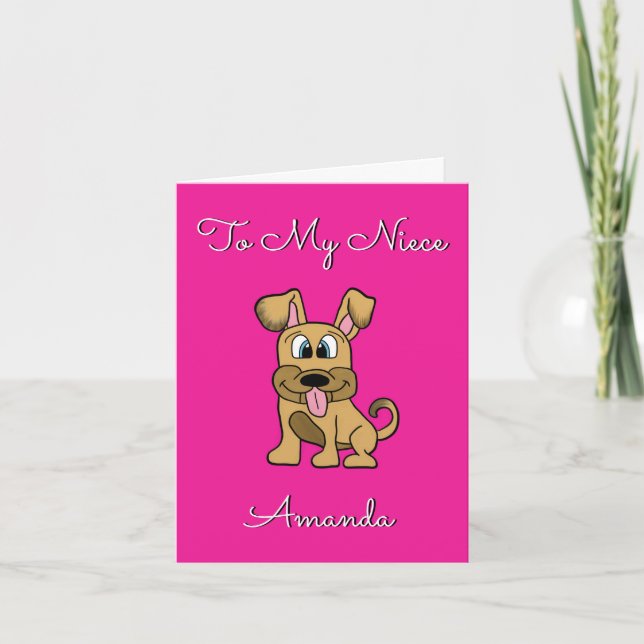 Niedlich Niece Birthday Card - Funny Dog Karte (Vorderseite)