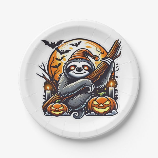 Niedlich Night Sloth Halloween Klassischer T - Shi Pappteller (Vorderseite)