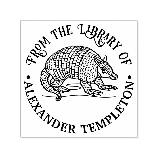 Niedlich Nine Banded Armadillo Bibliotheksname Permastempel (Design)