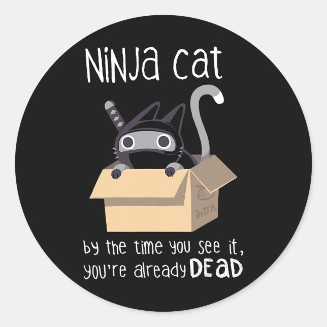 Niedlich Ninja Cat Runder Aufkleber (Vorderseite)