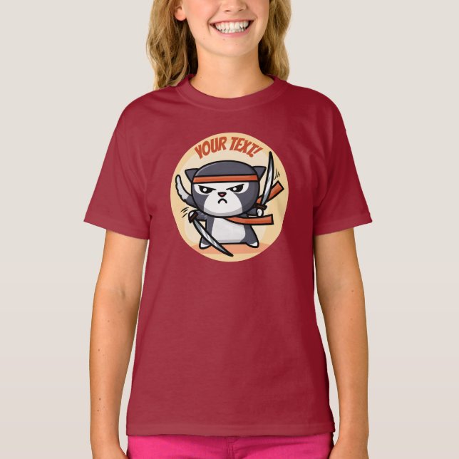 Niedlich Ninja Cat T-Shirt (Vorderseite)