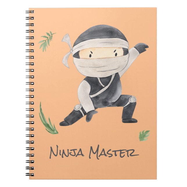 Niedlich Ninja Warrior - Kinder Individuelle Name Notizblock (Vorderseite)