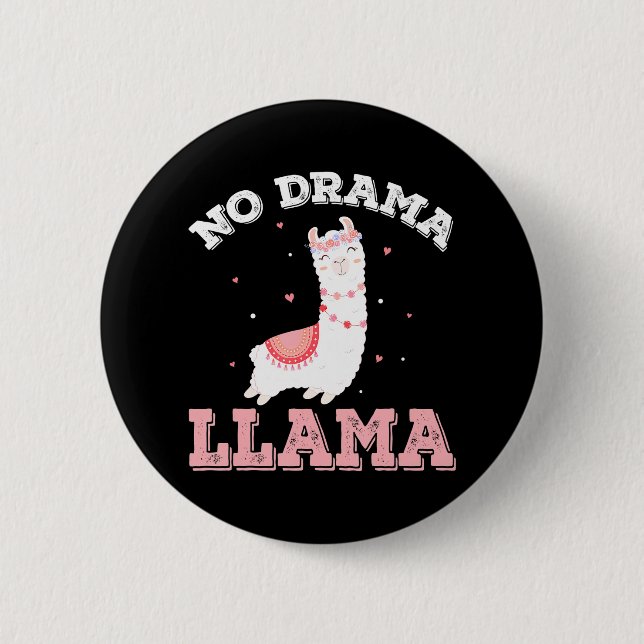 Niedlich No Drama Llama Button (Vorderseite)