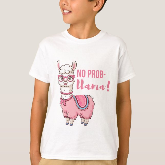 Niedlich "No Prob Llama!" Kinder T-Shirt (Vorderseite)