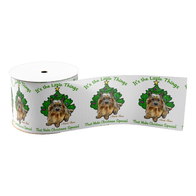Niedlich Norwich Terrier Christmas Ripsband (Spule)
