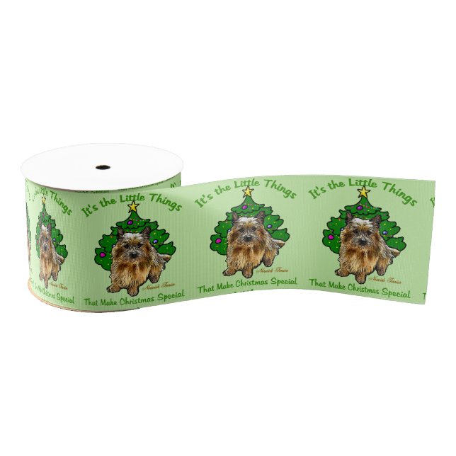 Niedlich Norwich Terrier Christmas Ripsband (Spule)