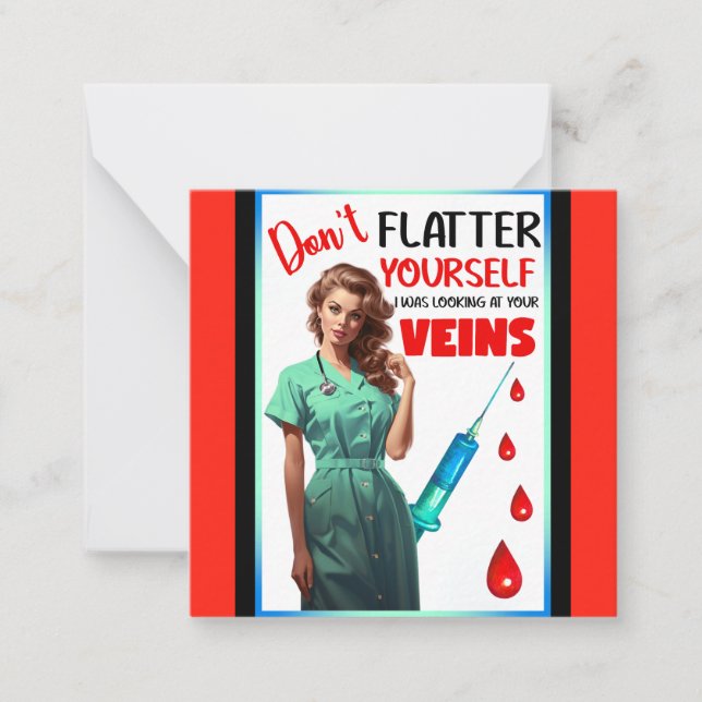 Niedlich Nostalgische Krankenschwester Pinup Flatt Mitteilungskarte (Vorderseite)