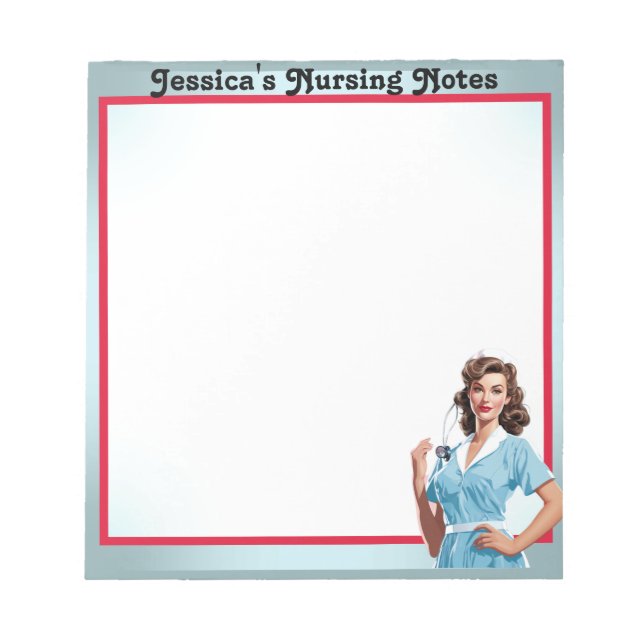 Niedlich Nostalgische Krankenschwester Pinup_ Ich  Notizblock (Vorderseite)
