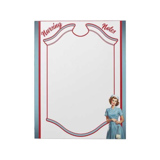 Niedlich Nostalgische Krankenschwester Pinup_ Mama Notizblock (Rotiert)