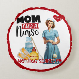 Niedlich Nostalgische Krankenschwester Pinup Mama Rundes Kissen