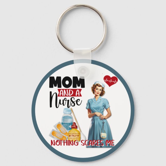 Niedlich Nostalgische Krankenschwester Pinup Mama  Schlüsselanhänger (Vorderseite)