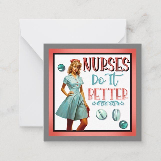Niedlich Nostalgische Krankenschwestern Pinup Nurs Mitteilungskarte (Vorderseite)