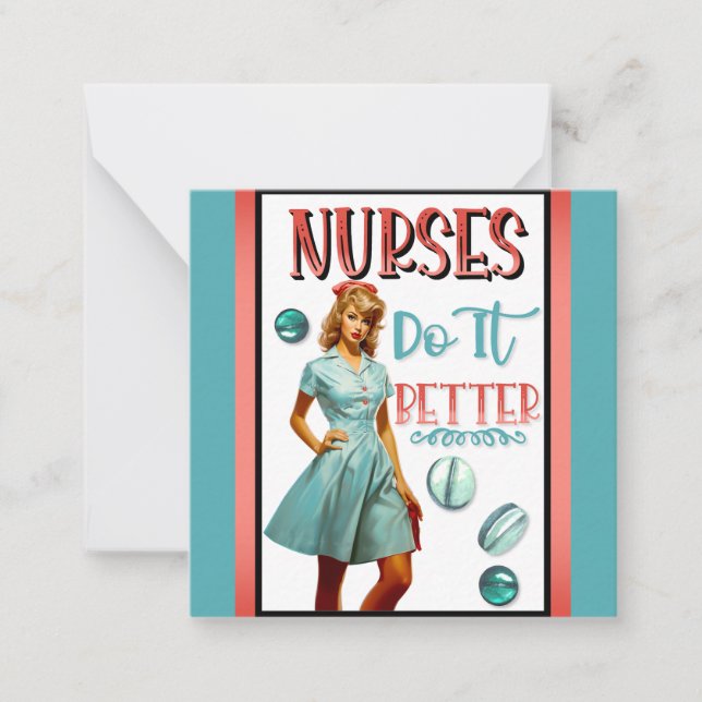 Niedlich Nostalgische Krankenschwestern Pinup Nurs Mitteilungskarte (Vorderseite)