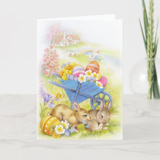 Niedlich nostalgische Vintage Osterhasen Feiertagskarte