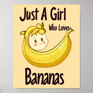 Niedlich nur ein Mädchen, das Bananen Lieben Obst  Poster