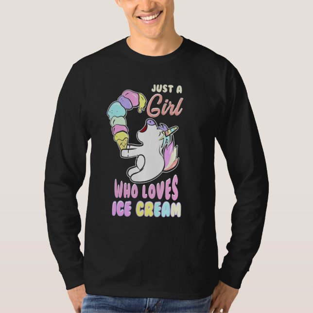 Niedlich nur ein Mädchen, das Ice Cream Einicorn I T-Shirt (Vorderseite)