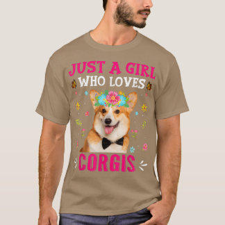 Niedlich nur ein Mädchen, das Lieben Corgis Dog Pu T-Shirt