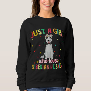 Niedlich nur ein Mädchen, das sibirische Huskies L Sweatshirt