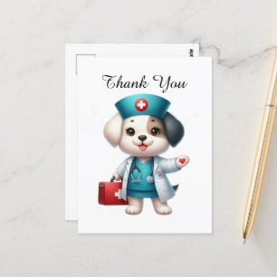 Niedlich Nurse danke Hund Postkarte