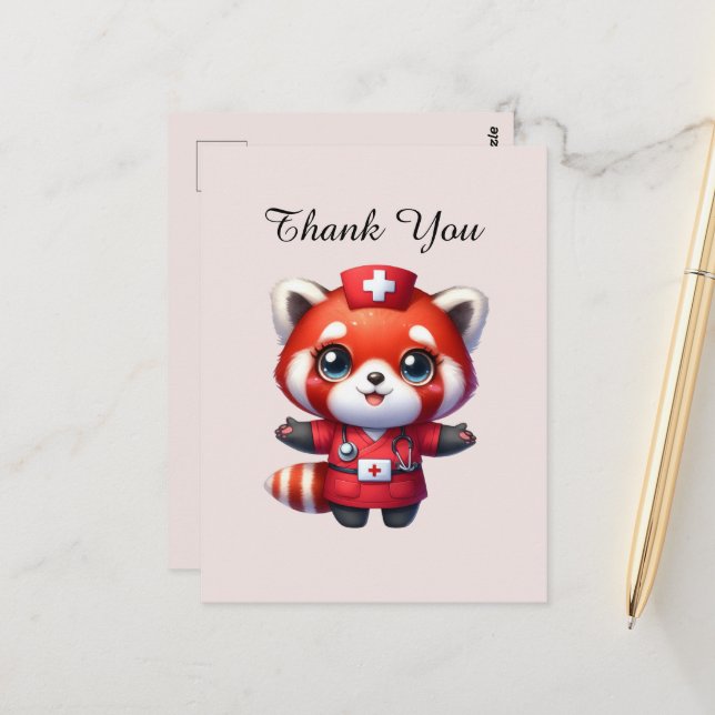 Niedlich Nurse danke Ihnen Fuchs Postkarte (Vorderseite/Rückseite Beispiel)