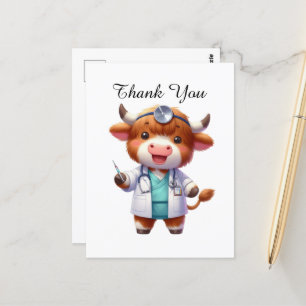 Niedlich Nurse danke Ihnen Hochlandkuh Postkarte
